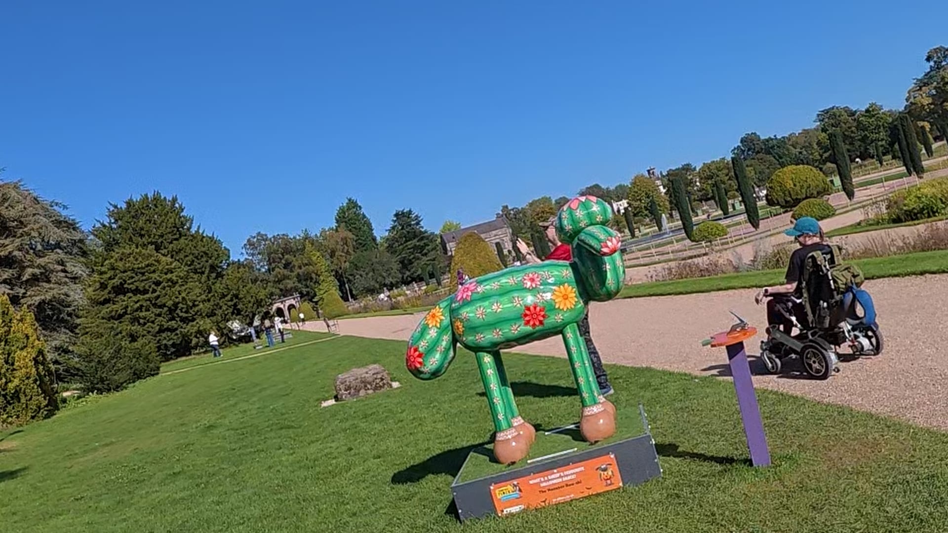 A Shaun the Sheep model painted as a cactus